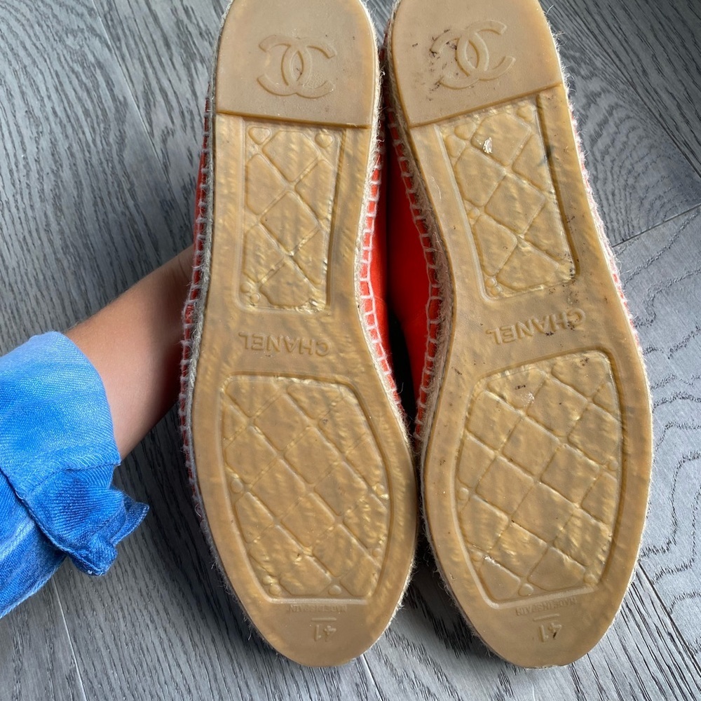 CHANEL Suede CC Espadrilles 38 Orange ICONIC RARE - Picture 4 of 6